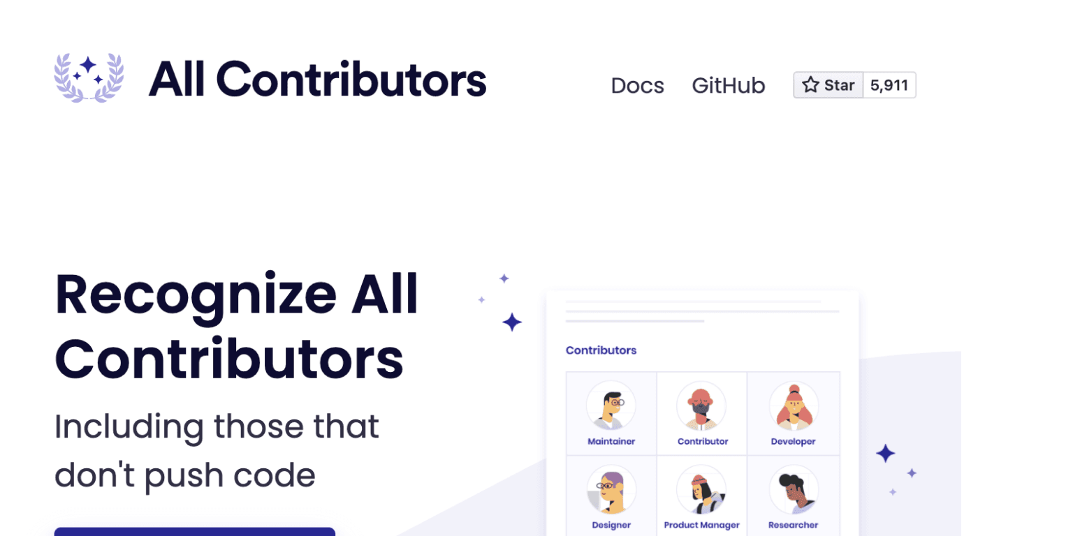 all contributors landing page mockup